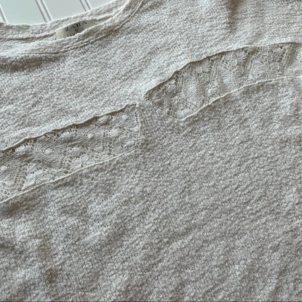 Zara Trafaluc Pullover Sweater White size Small Lace workwear Office Casual